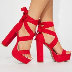 Fashion Nova Plot Twist Heel,red strappy sandals.